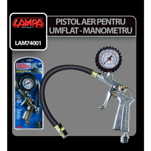 Pistol aer pentru umflat cu manometru profesional